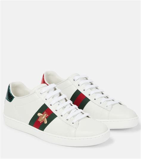 gucci ace bee embroidered leather trainers|gucci ace watersnake trim.